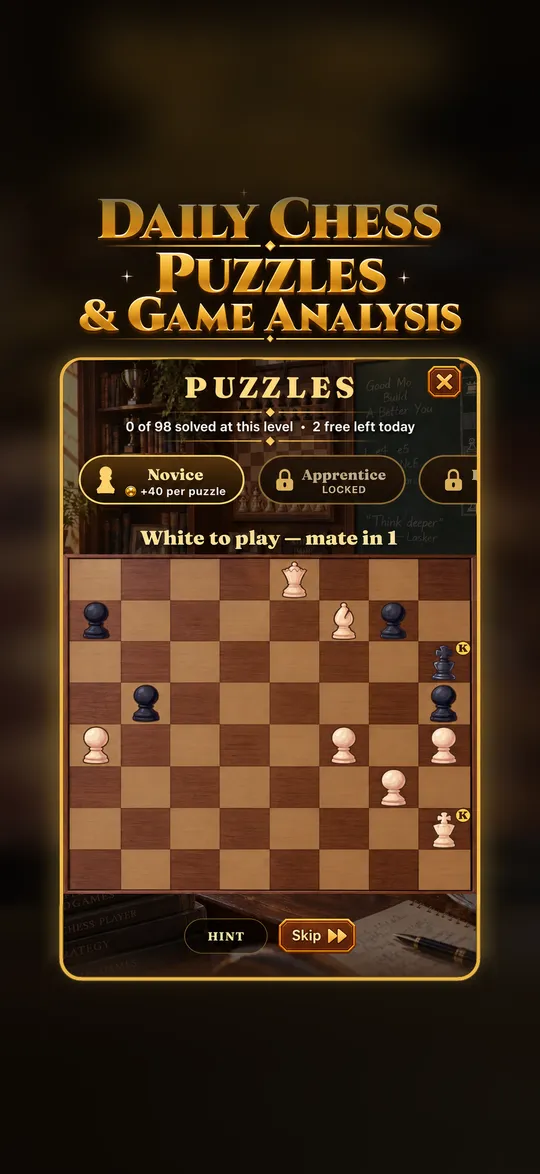 Daily chess puzzles and game analysis